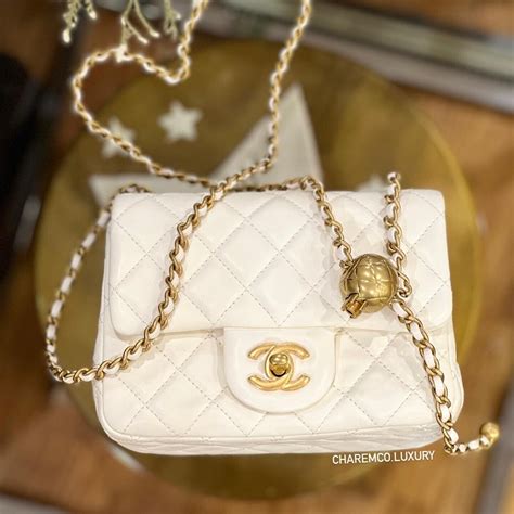 chanel pearl bag white|Chanel small tote bag.